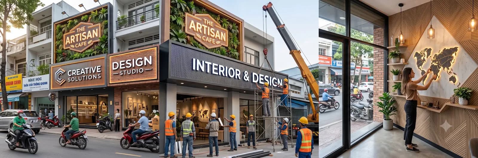 Mái và mặt dựng kim loại công trình đang thi công